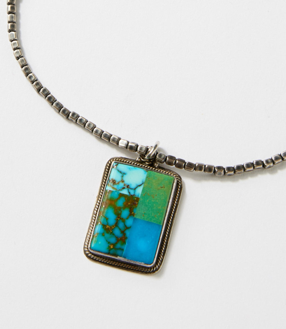 Embellished Multi Turquoise Inlay Pendant Necklace
