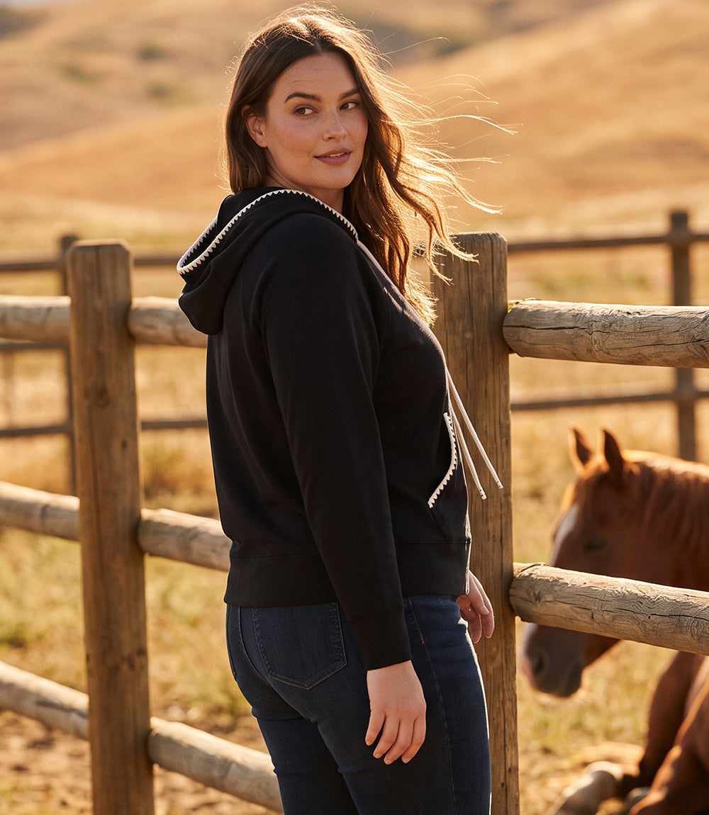 Plus Size Edge Stitch Hoodie