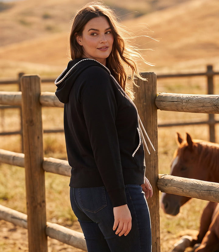 Plus Size Edge Stitch Hoodie
