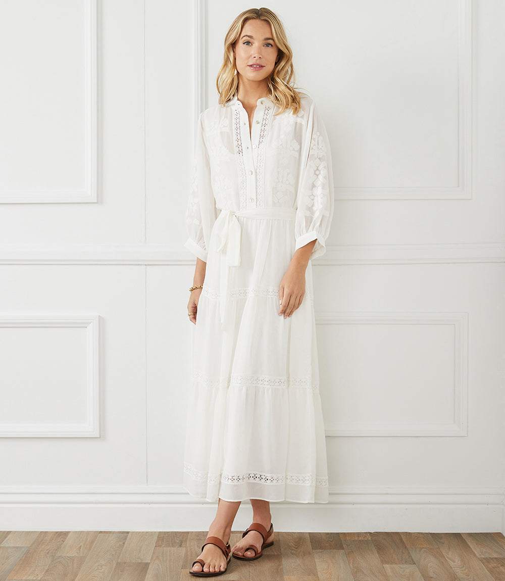 Embroidered Tiered Dress