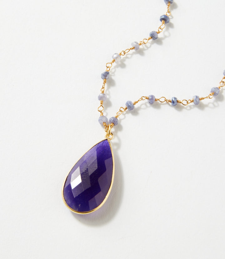 Beaded Teardrop Pendant Necklace
