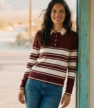 Petite Size Game Day Collared Stripe Sweater