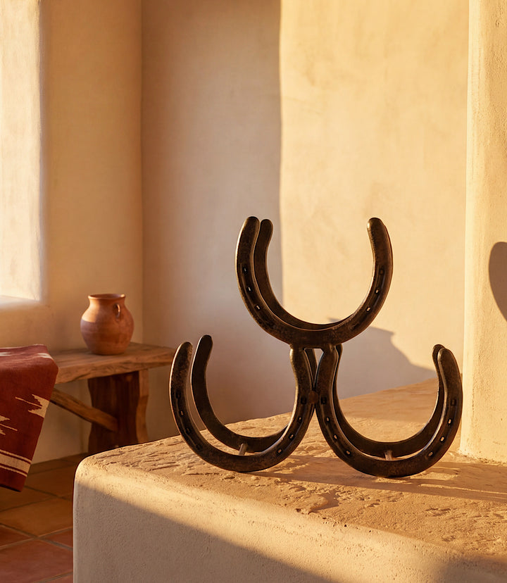 Cast Iron Horseshoe Wine Rack