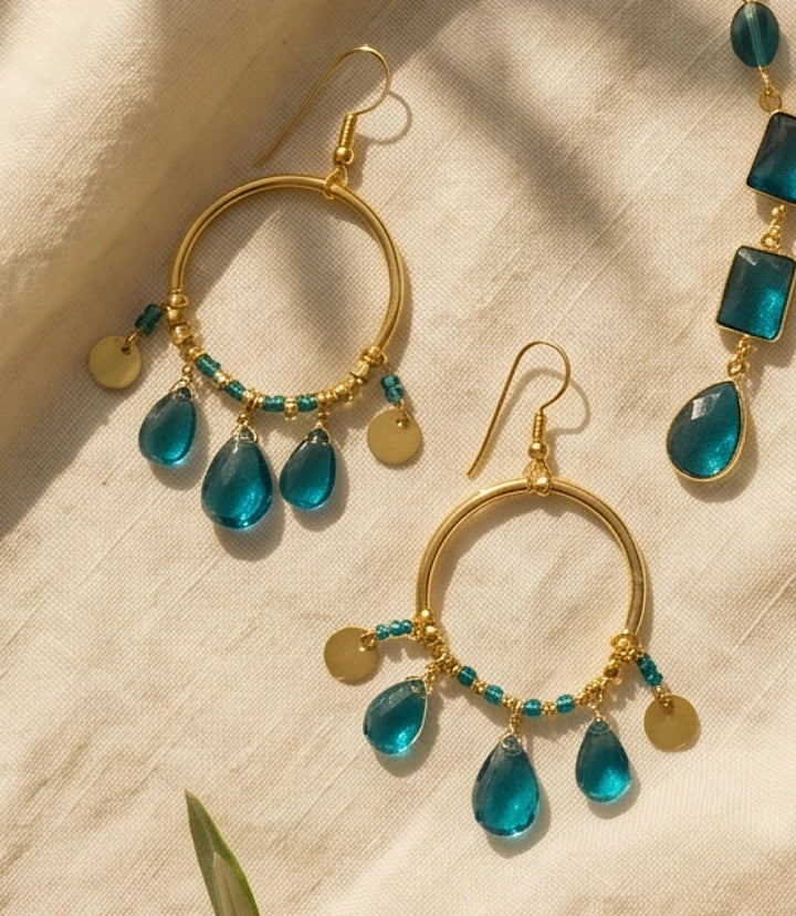 Teal Topaz Dangle Earrings