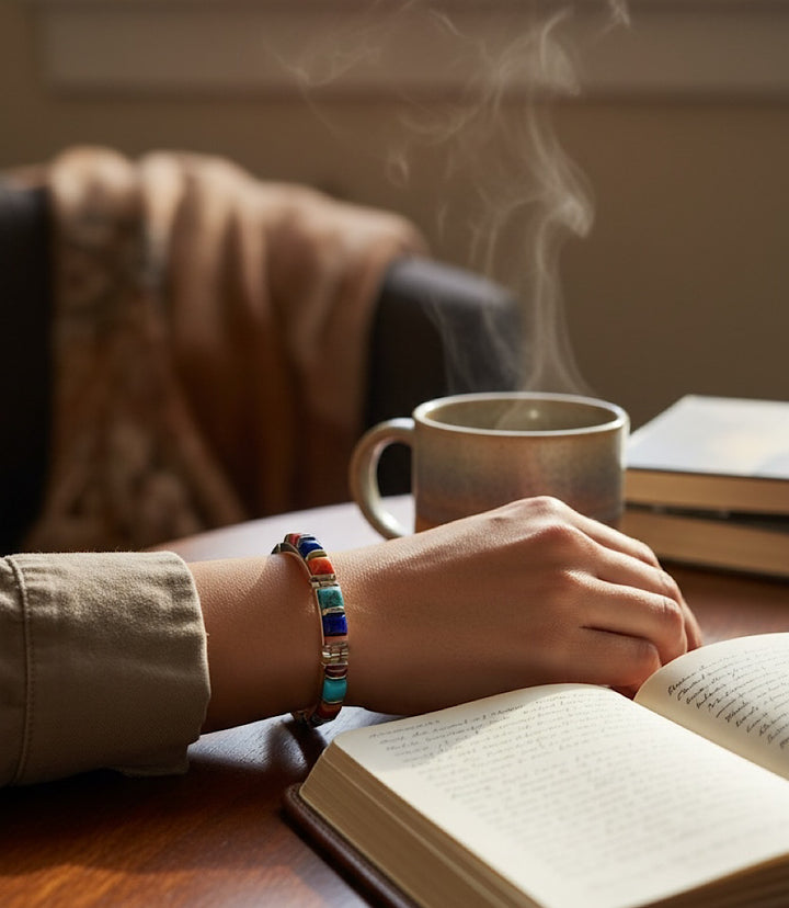 Cobblestone Turquoise And Stone Inlay Bracelet