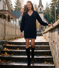 Varsity V-Neck Sweater Dress