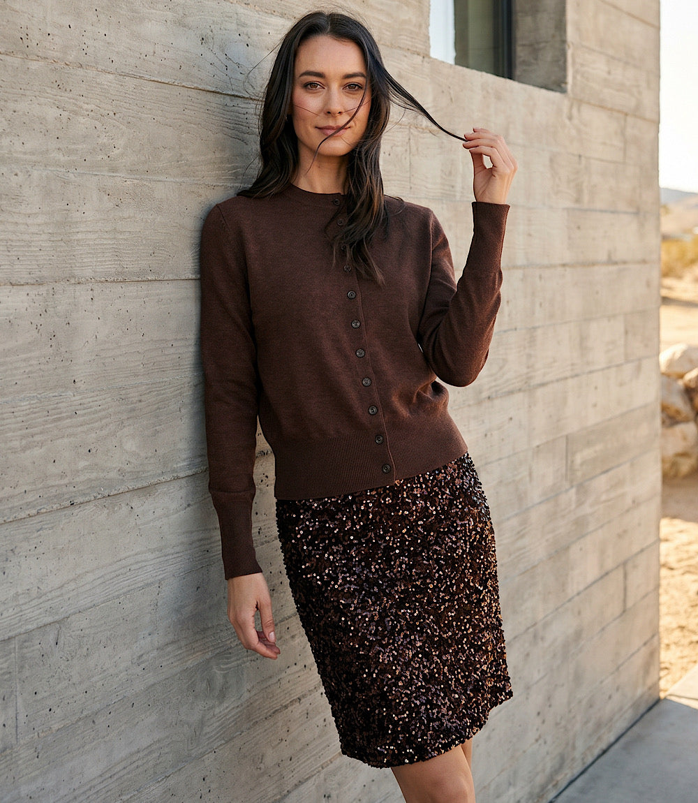 Velvet Sequin Pencil Skirt