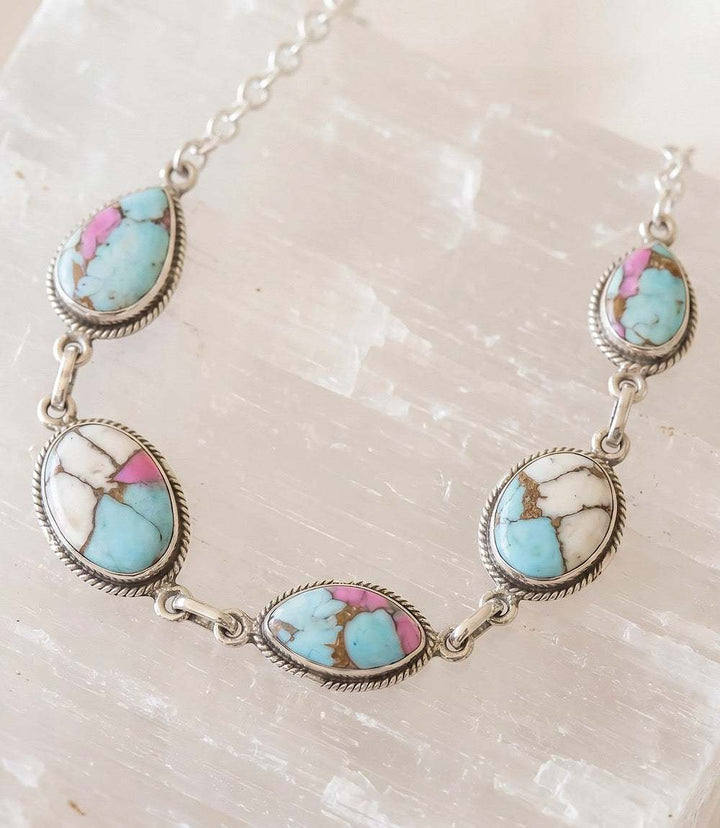 Cotton Candy Turquoise Link Necklace