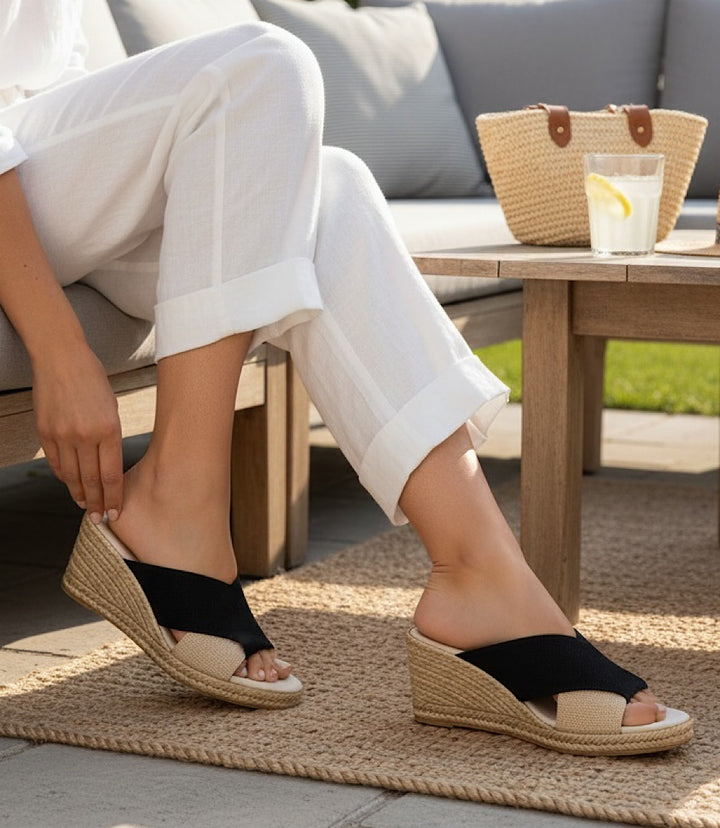 Charleston Shoe Co. Porter Two-Tone Wedge Sandals
