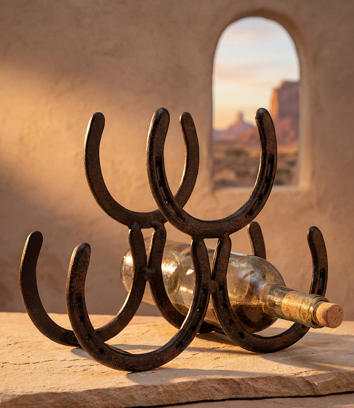Cast Iron Horseshoe Wine Rack