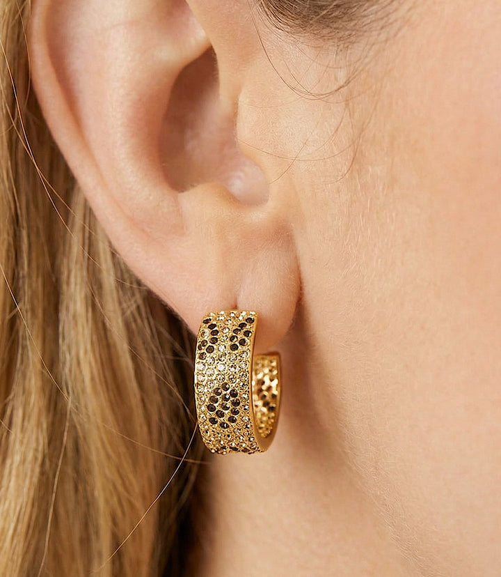 Leopard Crystal Hoop Earrings