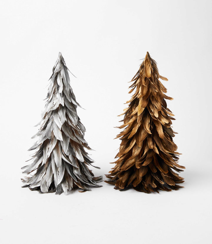 Flocked Feather Metallic Tree