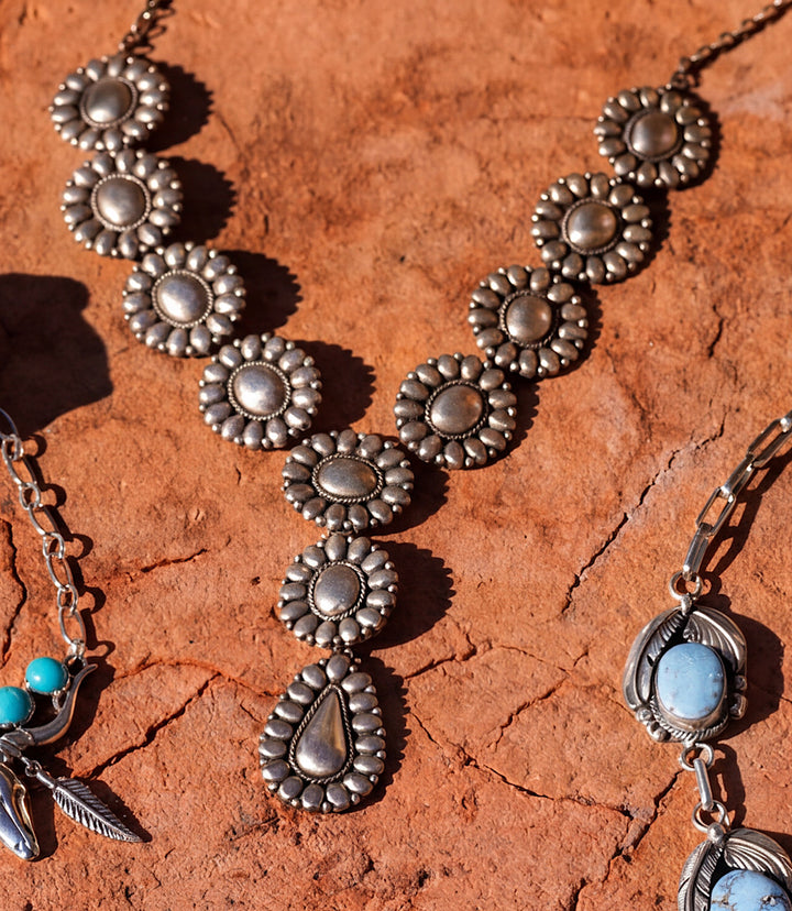 Sterling Silver Concho Necklace