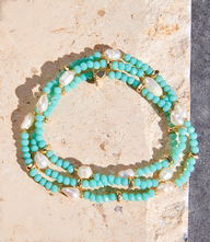 Beaded Gemstone And Pearl Stretch Bracelet