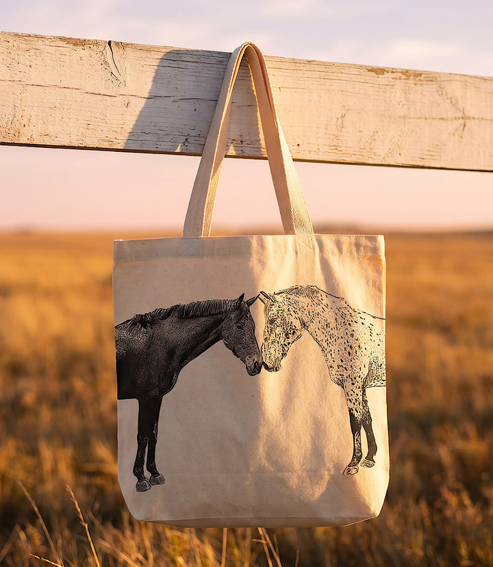 Kissing Horses Canvas Tote Bag