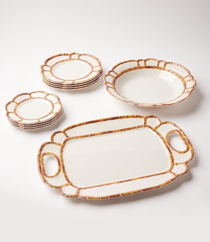 Bamboo Accent Dinner Plates, Set Of 4