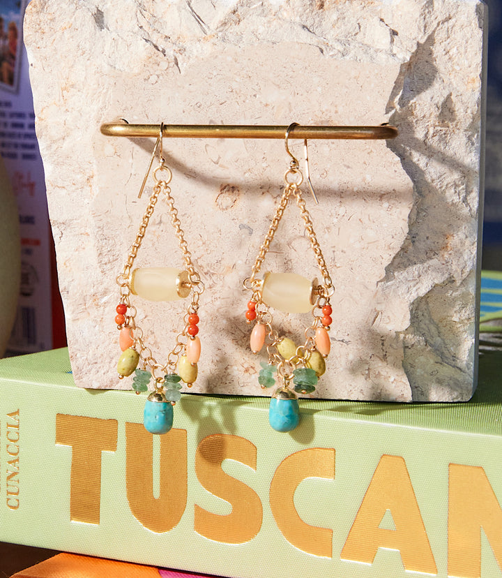 Turquoise Charm Cluster Earrings