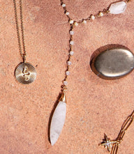 Mirage Necklace with luminous opal and rainbow moonstone in 14K gold vermeil