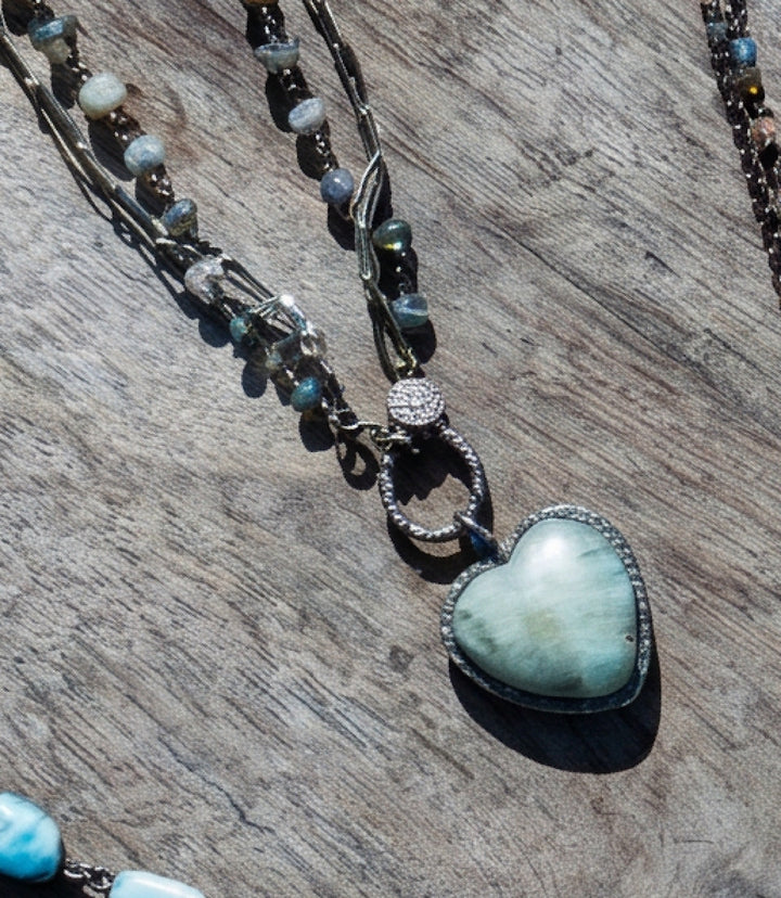 Aquamarine Heart Crystal Pendant Necklace