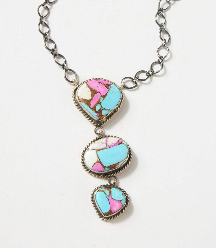 Cotton Candy Turquoise Triple Drop Necklace