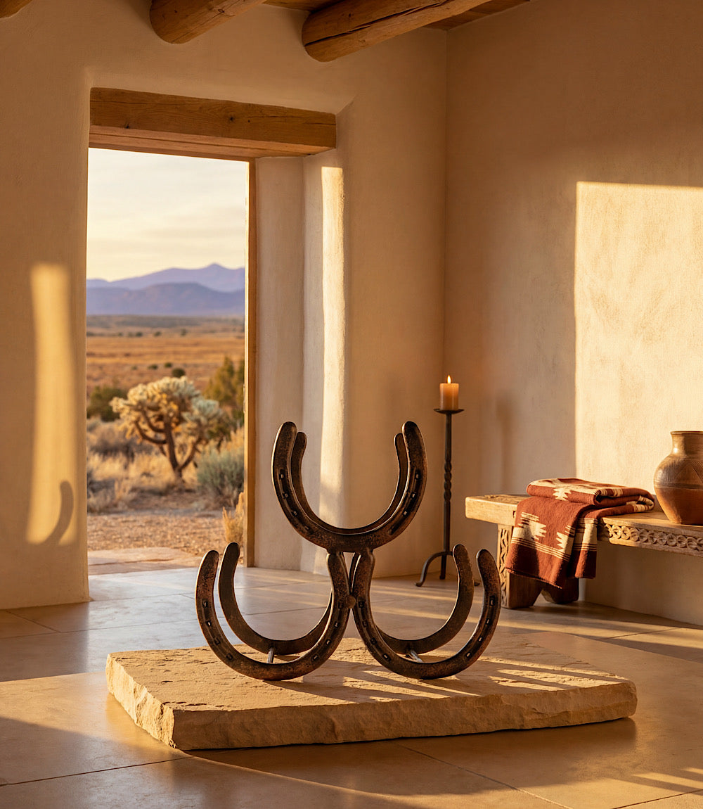 Cast Iron Horseshoe Wine Rack