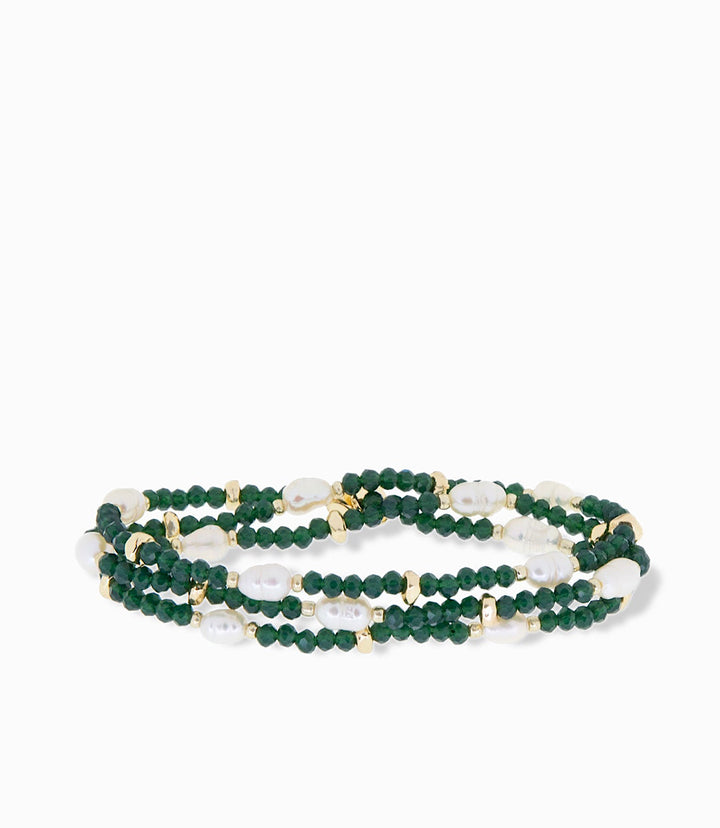 Beaded Gemstone And Pearl Stretch Bracelet