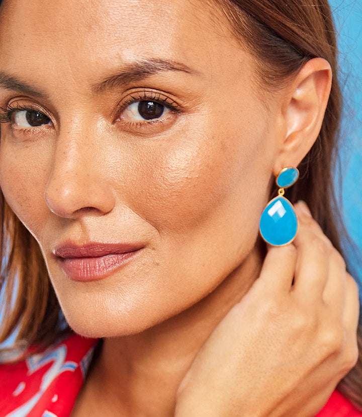 Teardrop Gemstone Drop Earrings