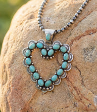 Turquoise Beaded Heart Pendant Necklace