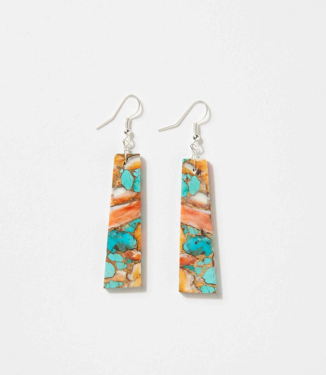 Angular Turquoise And Spiny Oyster Earrings