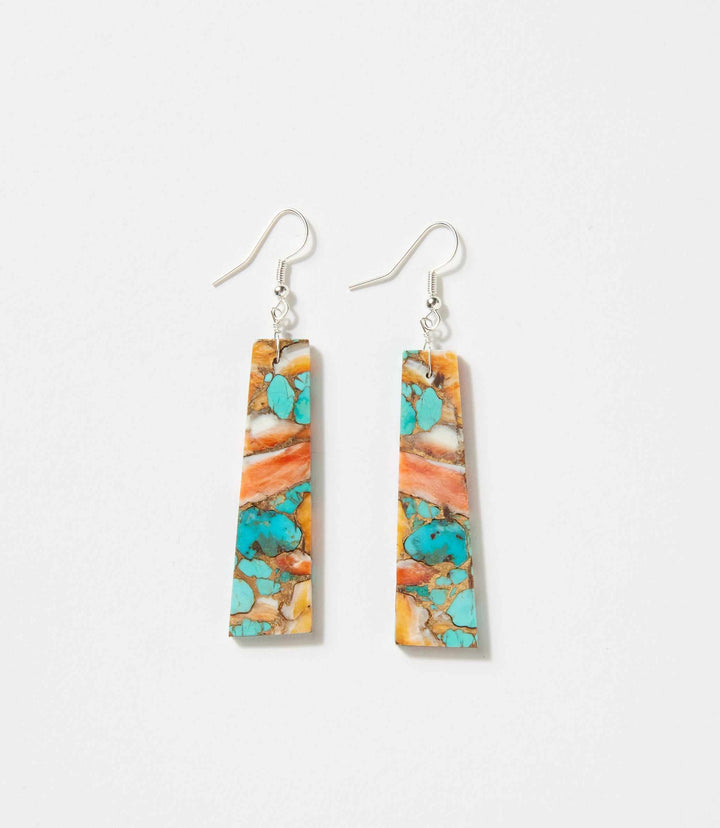 Angular Turquoise And Spiny Oyster Earrings