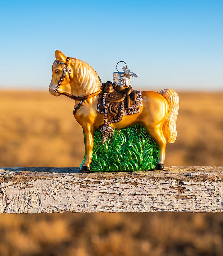 Western Horse Glass Ornament