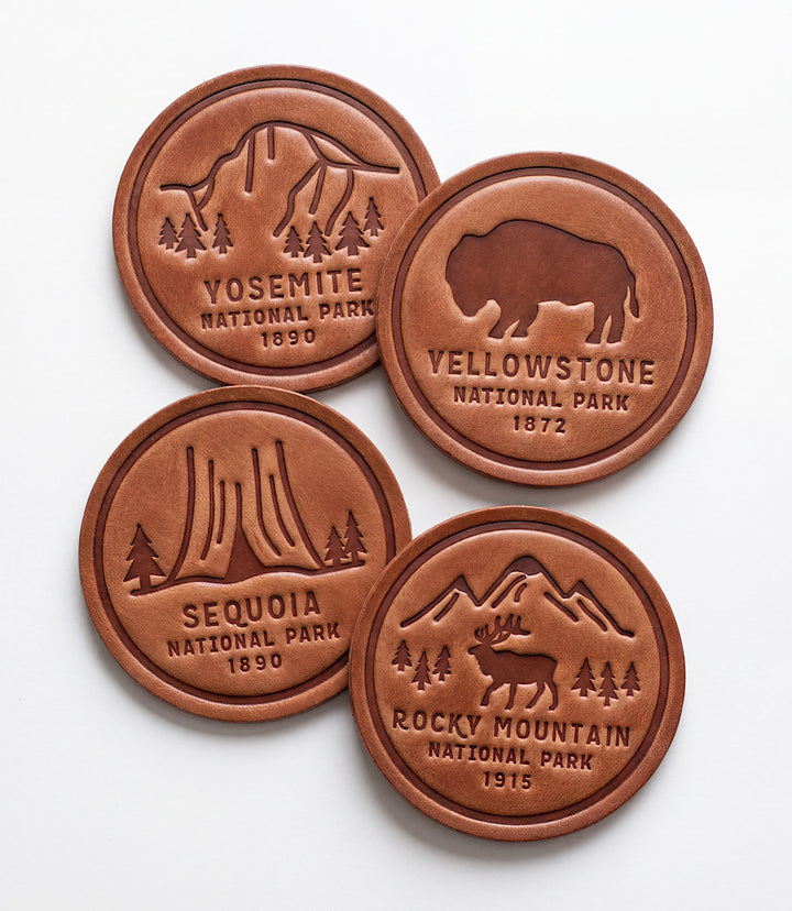 Leather National Park Coasters, Set Of 4