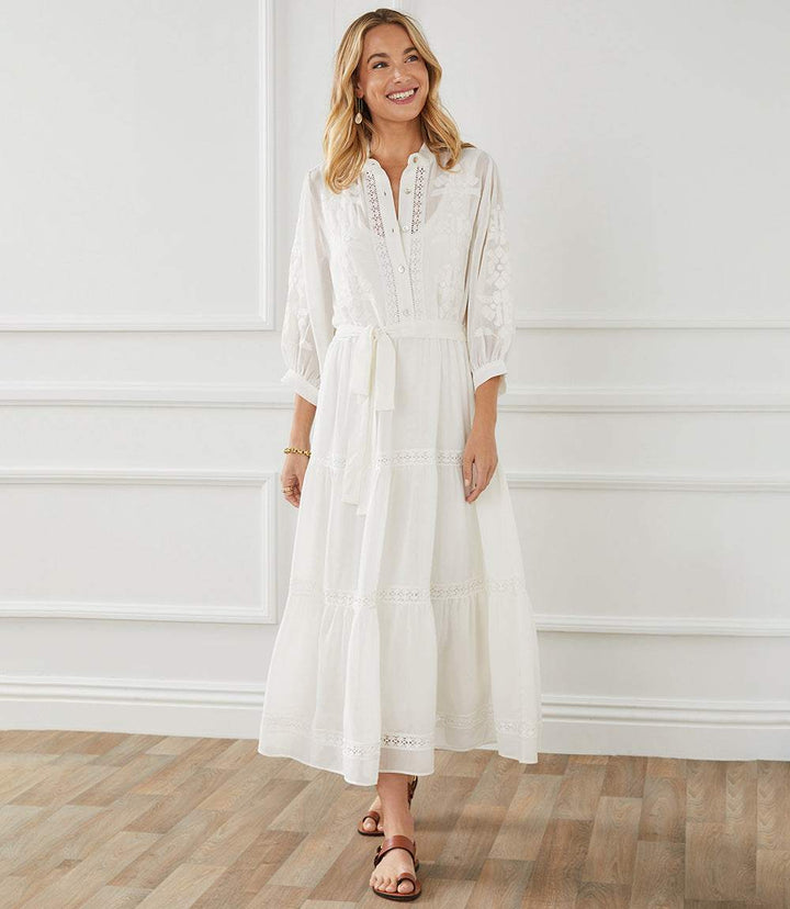 Embroidered Tiered Dress