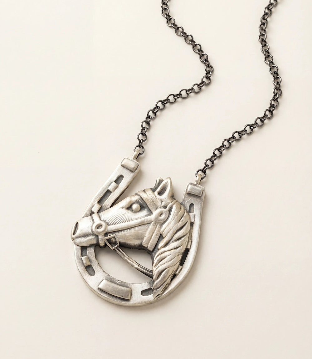 Sterling Silver Horseshoe Pendant Necklace