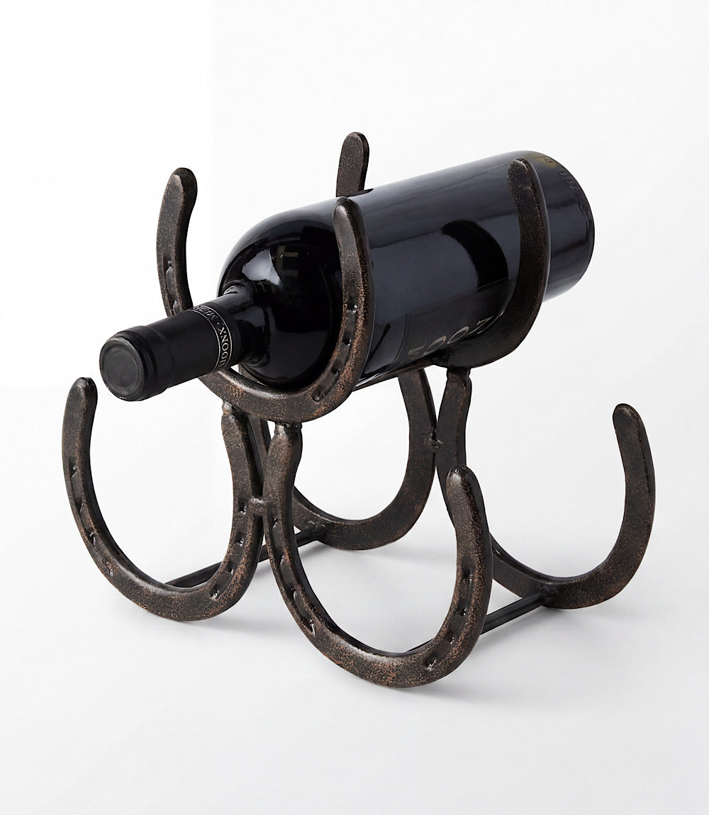 Cast Iron Horseshoe Wine Rack