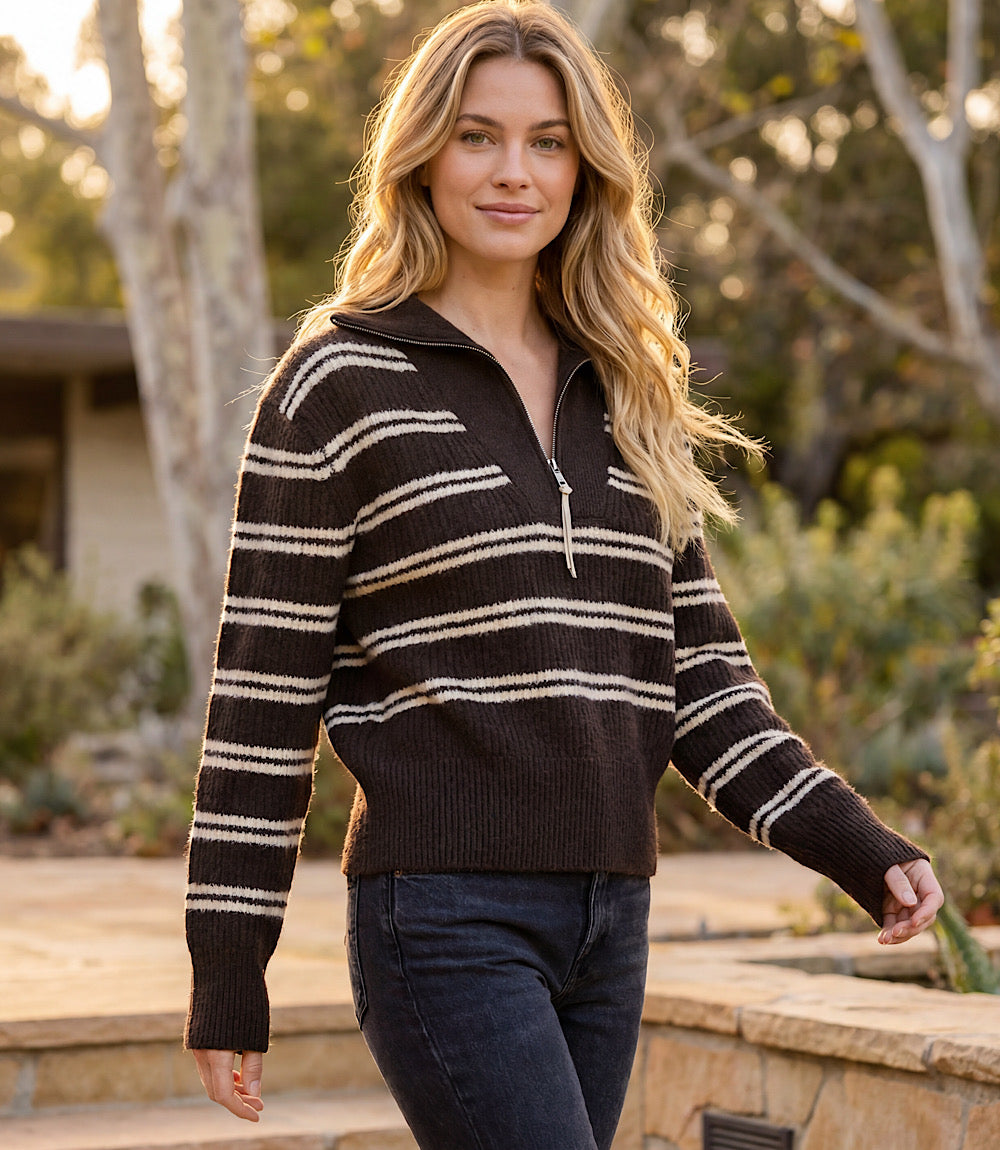Stripe Half Zip Sweater