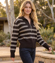 Stripe Half Zip Sweater
