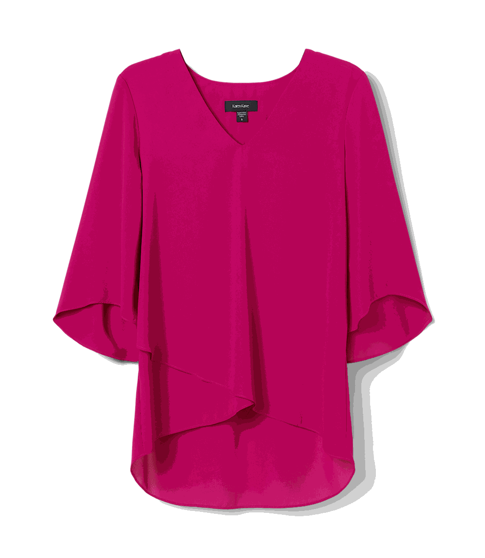 Plus Size Layered Sleeve Asymmetric Top