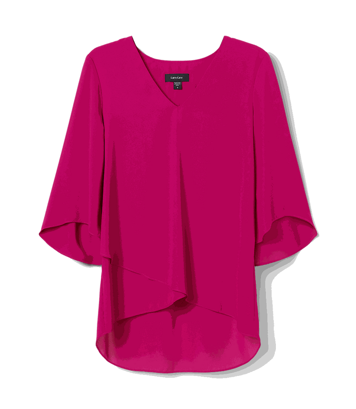 Plus Size Layered Sleeve Asymmetric Top