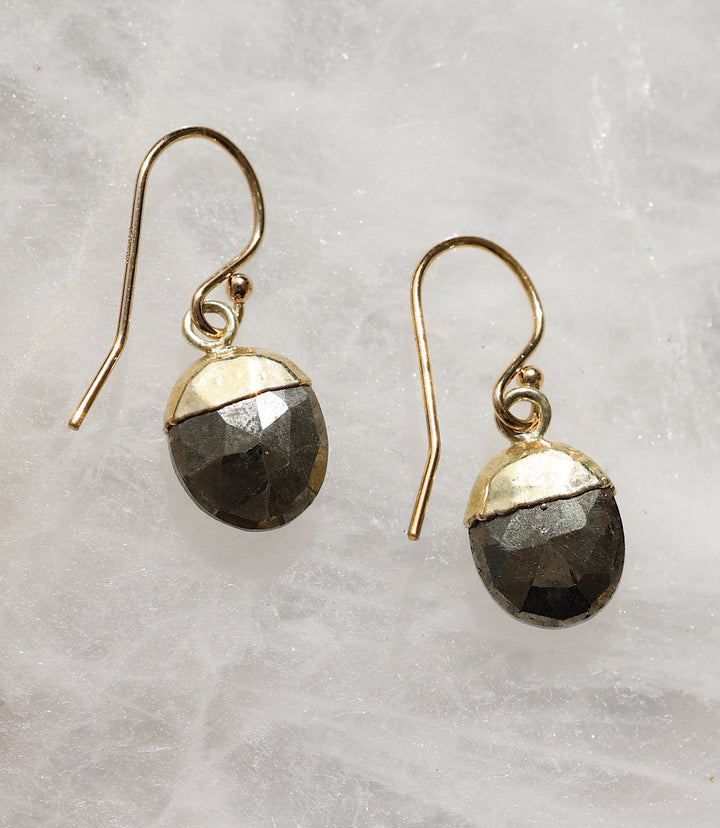 Pyrite Bezel Simple Earrings