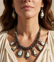 Palomino Turquoise Sterling Silver Necklace And Earring Set