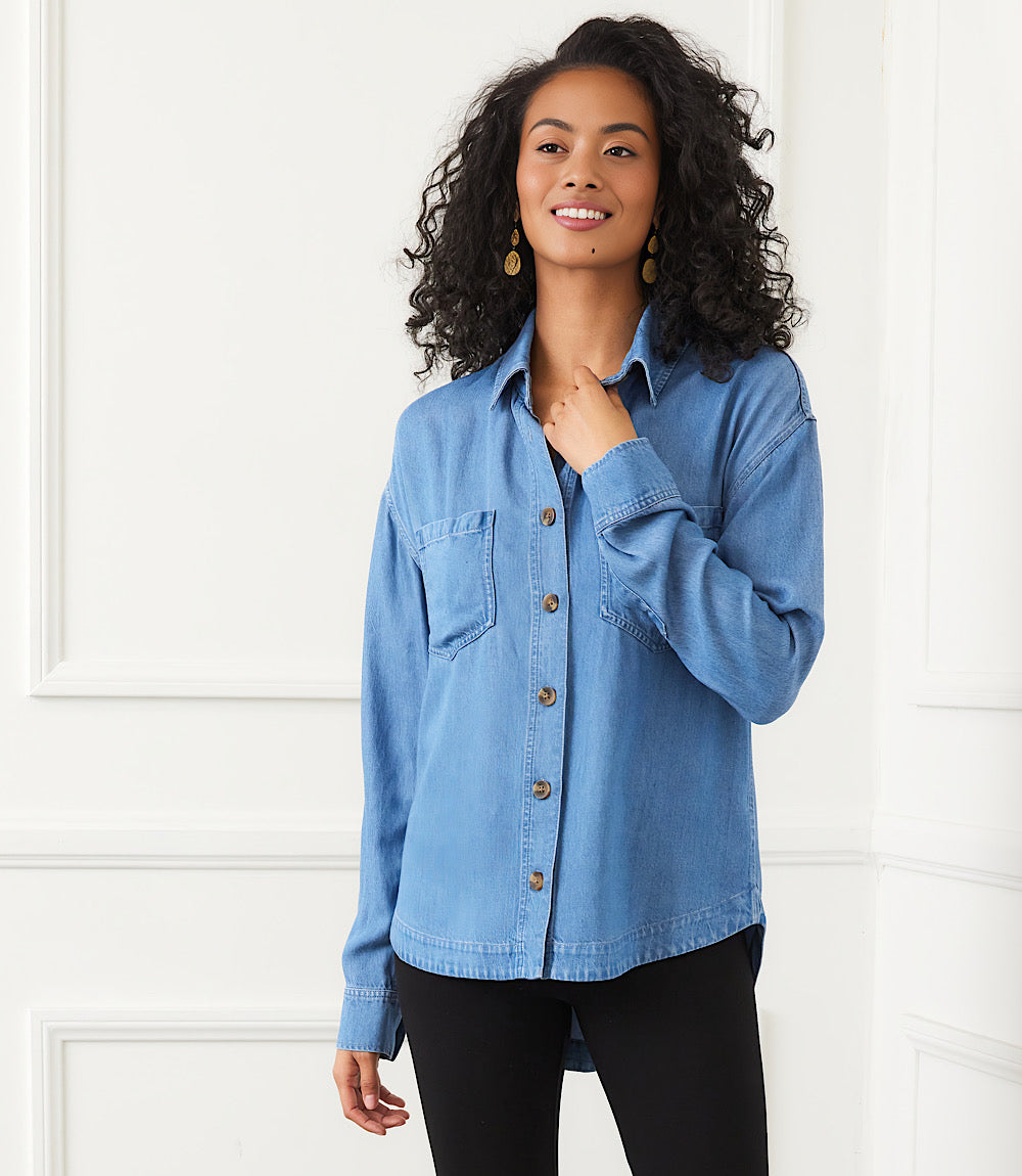 Long Sleeve Soft Denim Shirt Jacket