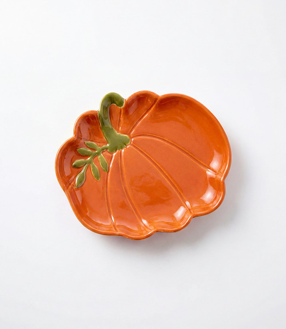 Porcelain Pumpkin Tidbit Plate