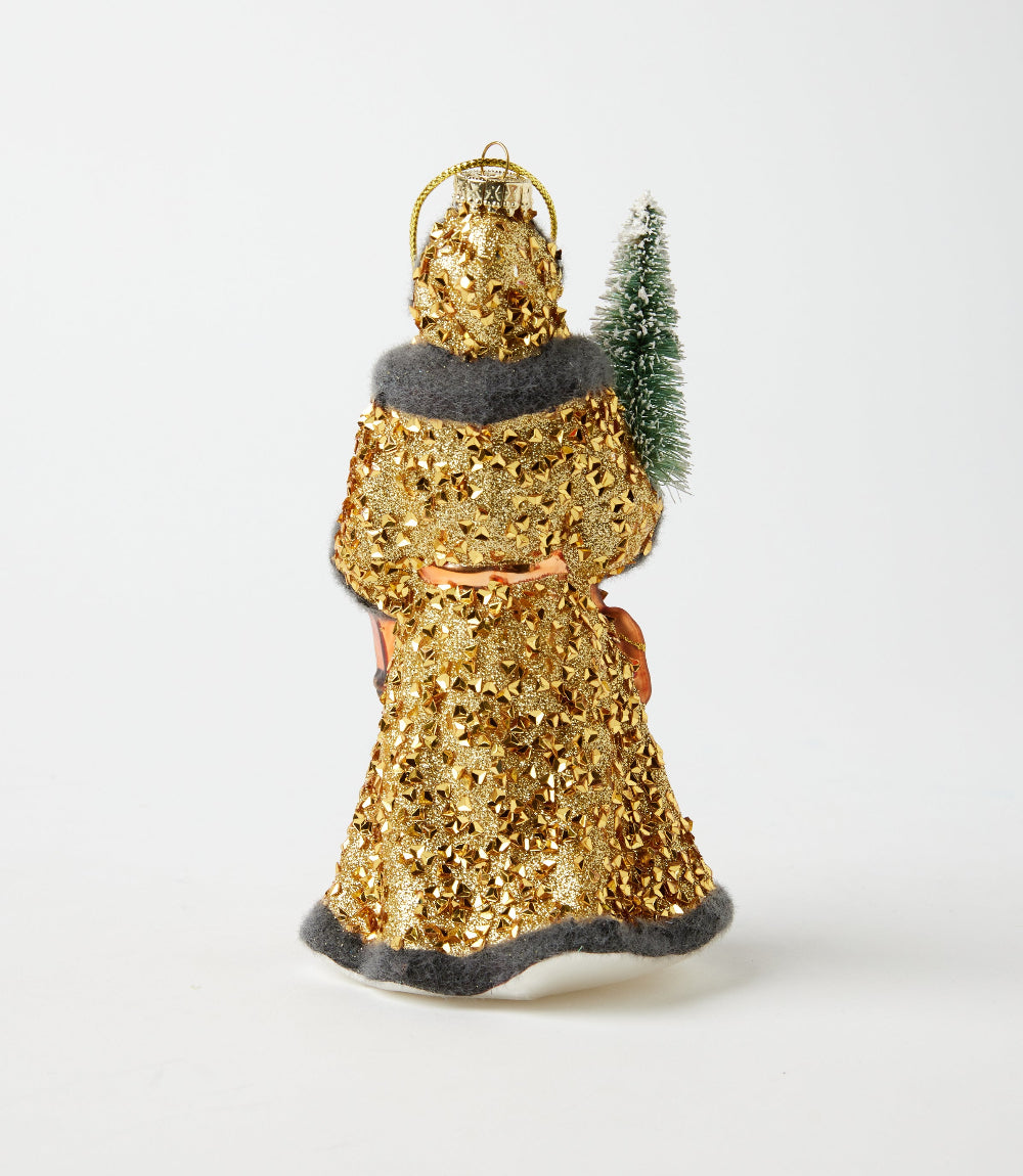 Lighting The Way Santa Glass Ornament