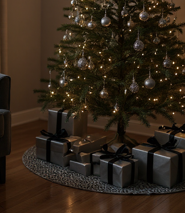 Reversible Plaid & Leopard Christmas Tree Skirt