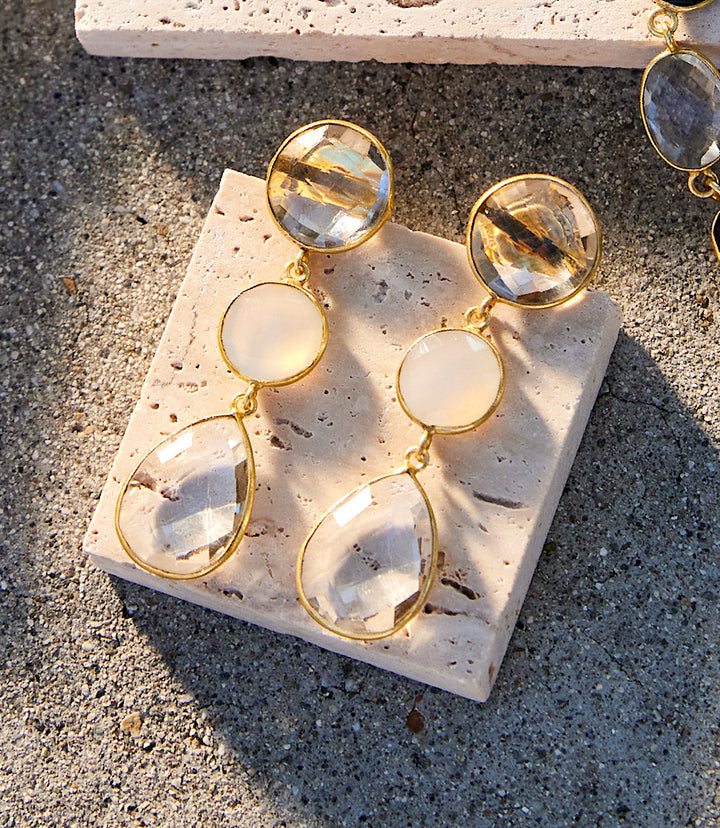 Triple Drop Crystal Earrings