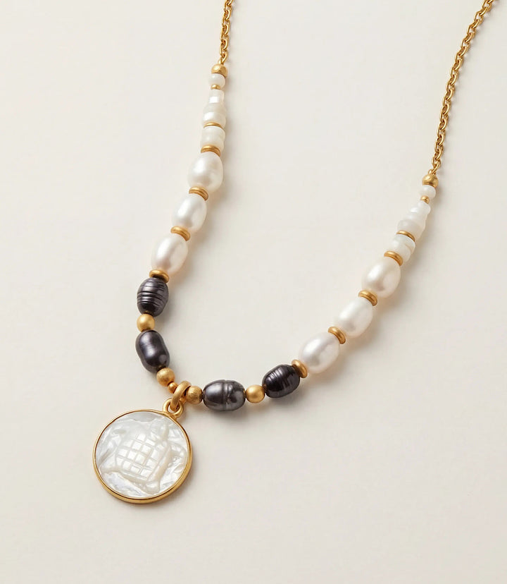 Sea Turtle Charm Mother Of Pearl Pendant Necklace