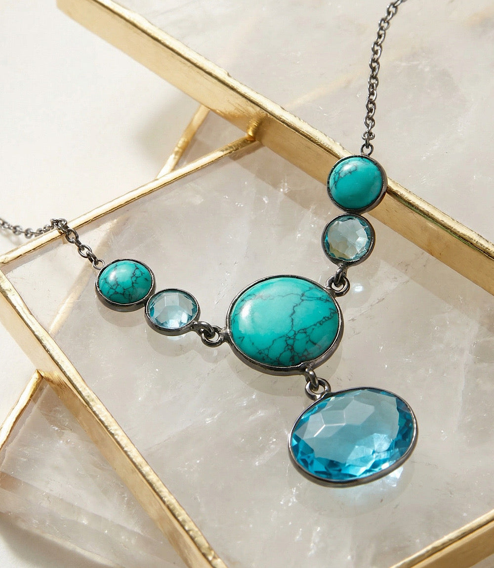 Turquoise And Blue Topaz Statement Necklace