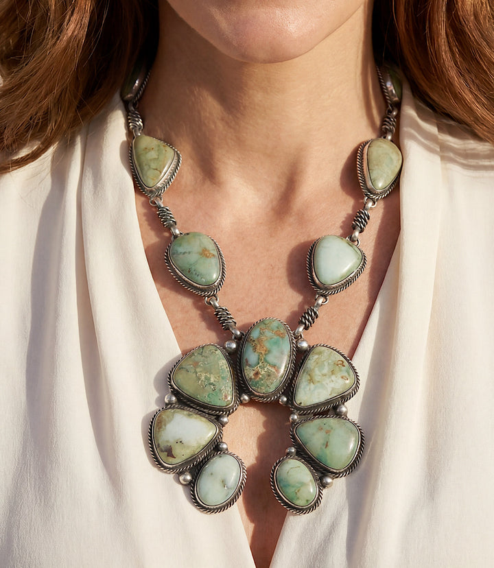 Nevada Turquoise Squash Blossom Necklace