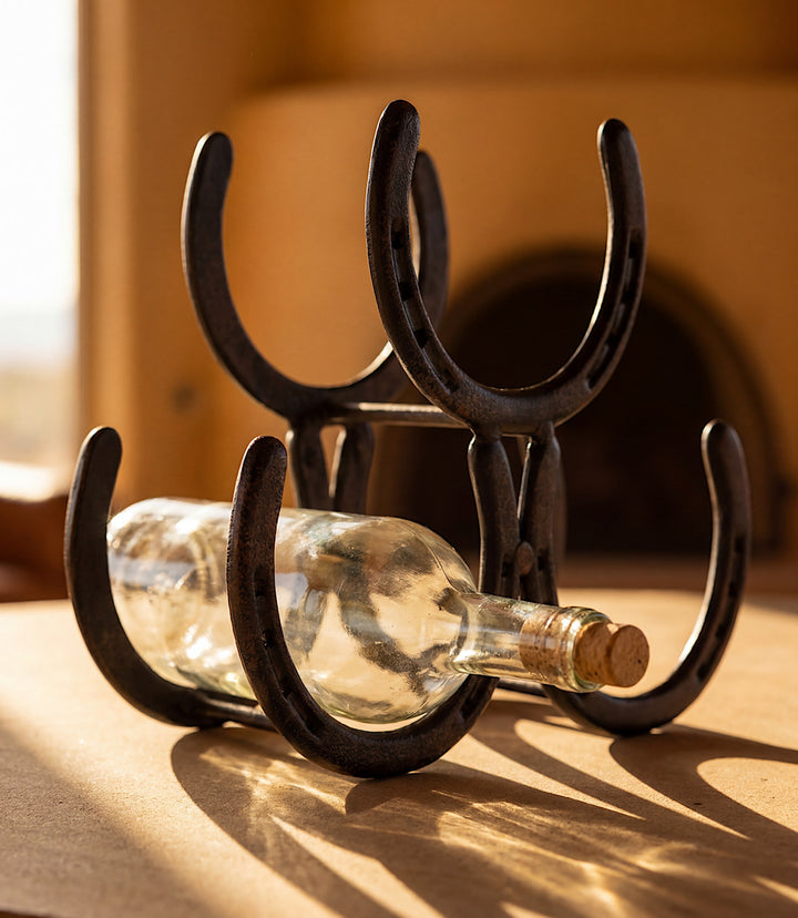 Cast Iron Horseshoe Wine Rack